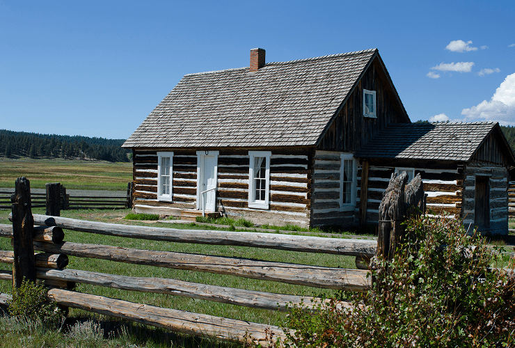 Historic house in rural landscape